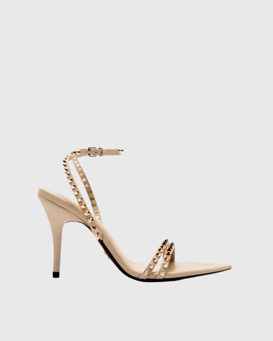 Zoie Rivet Cross Strap Sandals In Natural