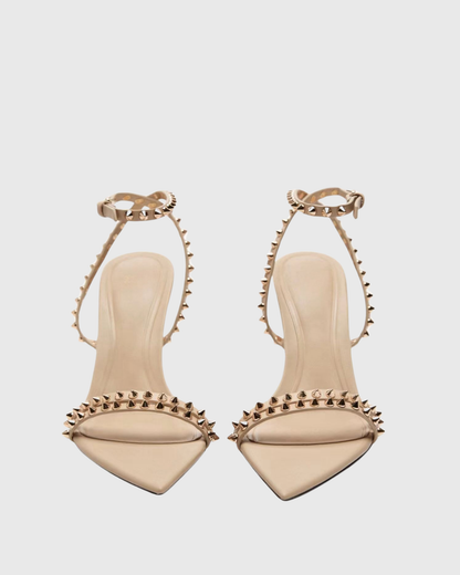 Zoie Rivet Cross Strap Sandals In Natural