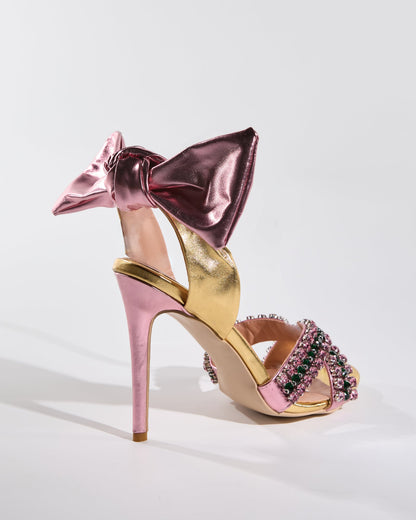 Zuri Cross Diamond Bow Slingback Sandals