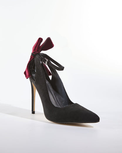 Zuri Red Bow Velvet Pumps