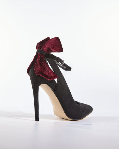 Zuri Red Bow Velvet Pumps