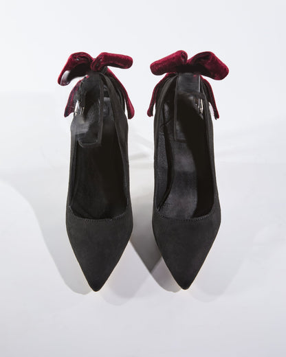 Zuri Red Bow Velvet Pumps