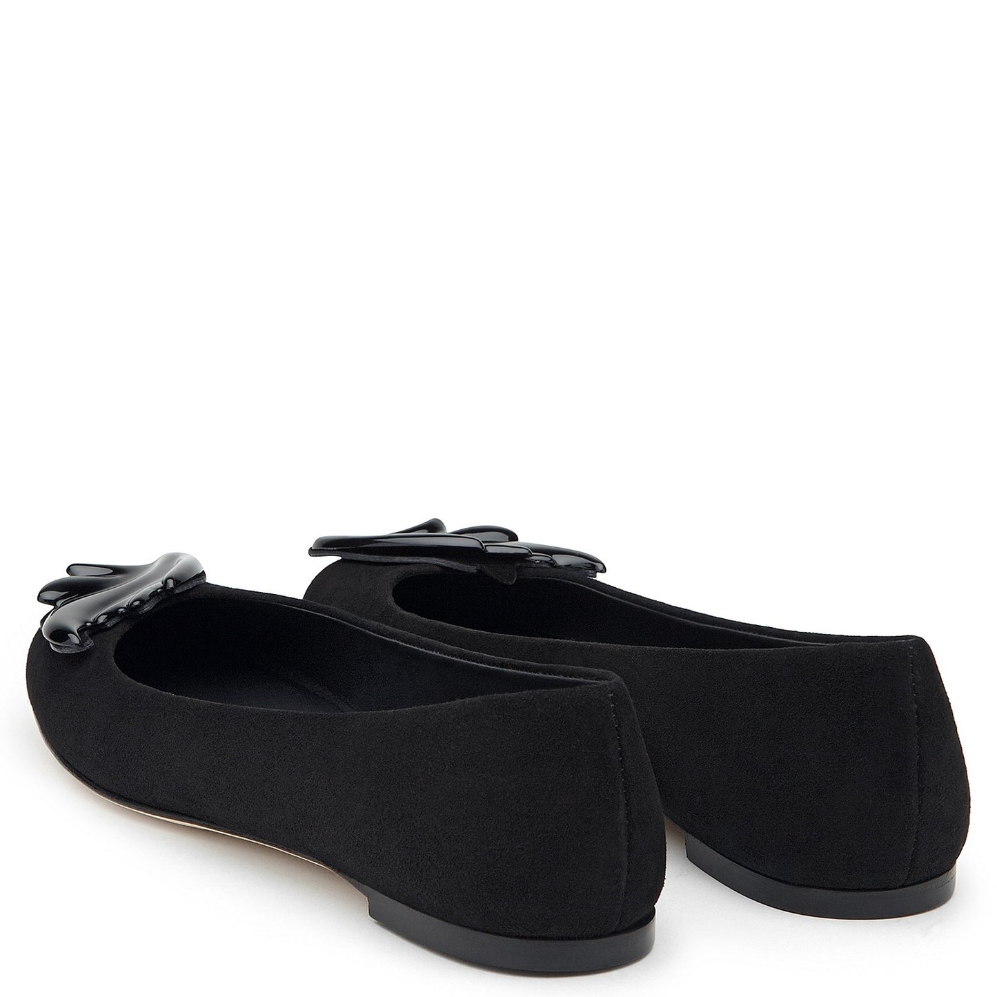 Women's Black Round Toe Low Cut Wings Decorated Flats