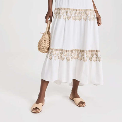 Slip-On Nude Woven Raffia Open Toe Flat Slide Sandals for Women