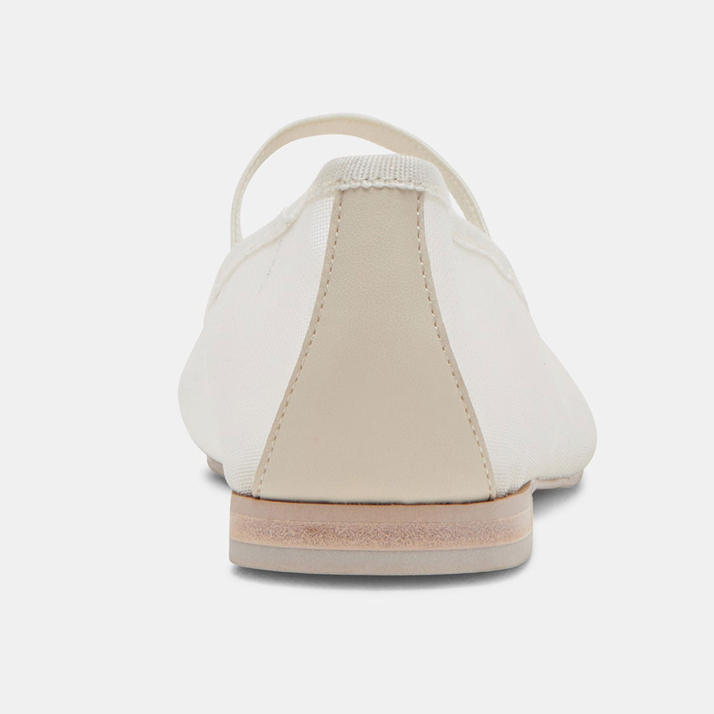 FSJ Comfortable White Mesh Round Toe Bow Decor Ballet Flats