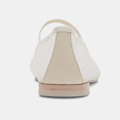 FSJ Comfortable White Mesh Round Toe Bow Decor Ballet Flats