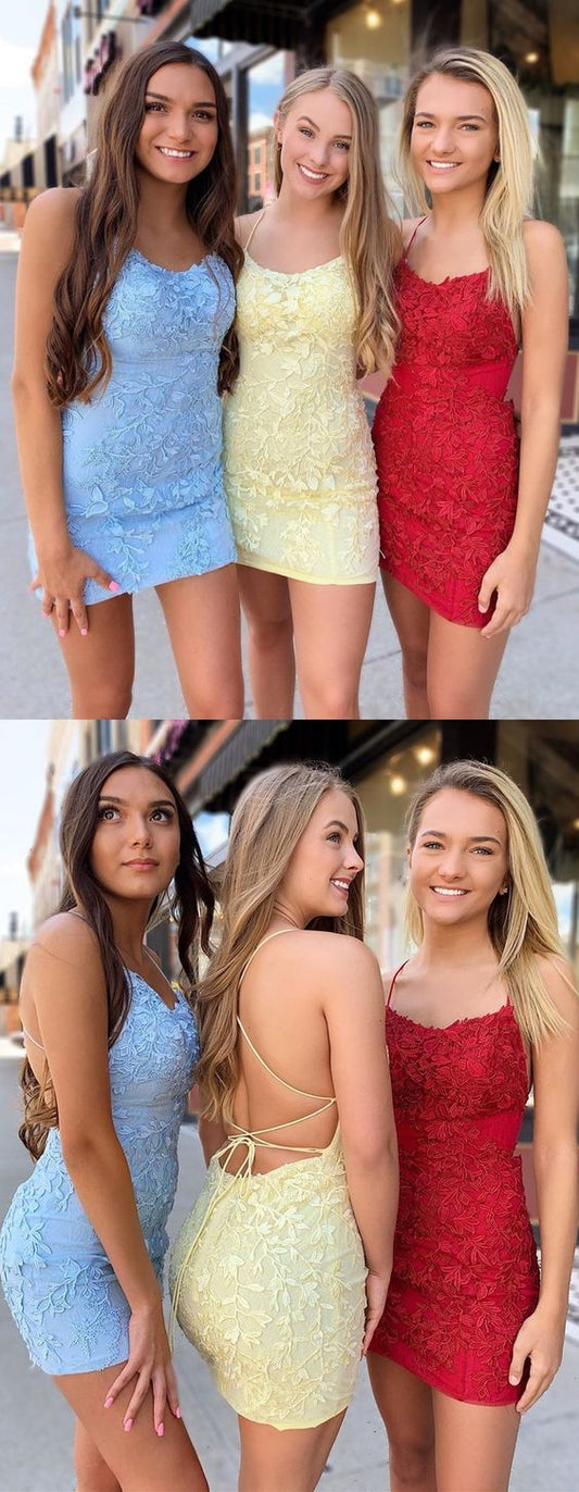 PM517,Sweet Bodycon Homecoming Dress, Applique Mini Prom Dress