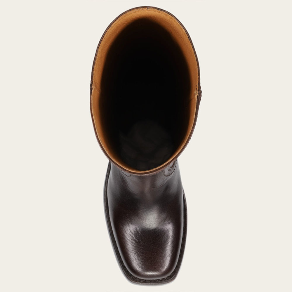 Brown Vegan Leather Pull-On Square Toe Mid Calf Boots with Block Heel