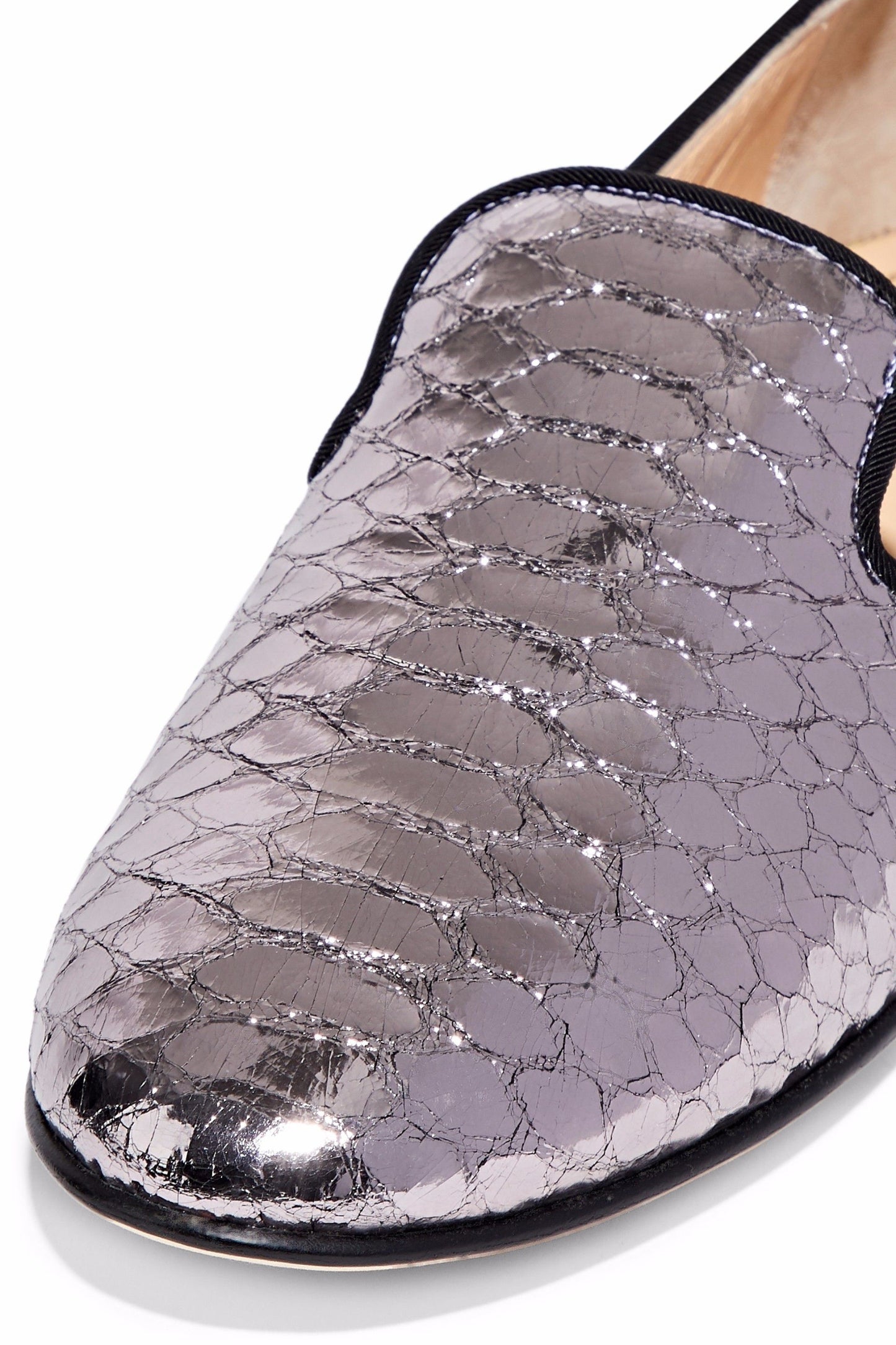 Violet Metallic Finish Python Embossed Flat Women's Loafers