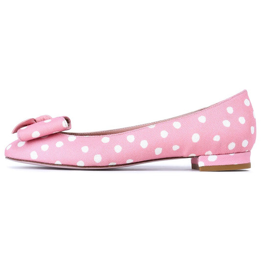 Pink Polka Dots Bow Comfortable Flats