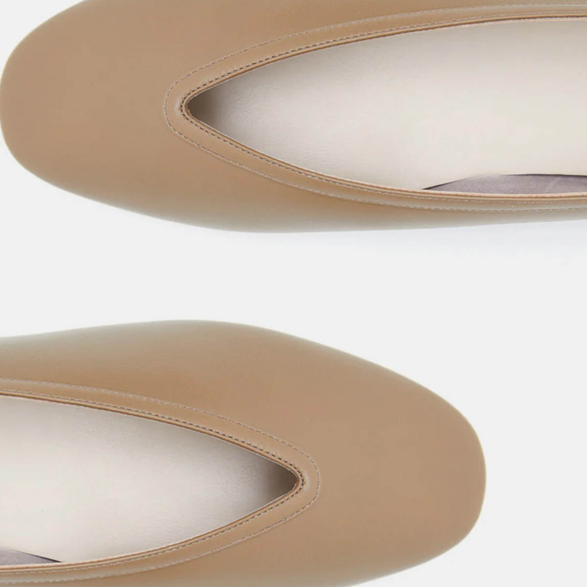 Women's Tan Vegan Leather Round Toe Ballet Flats with Slip-On Design