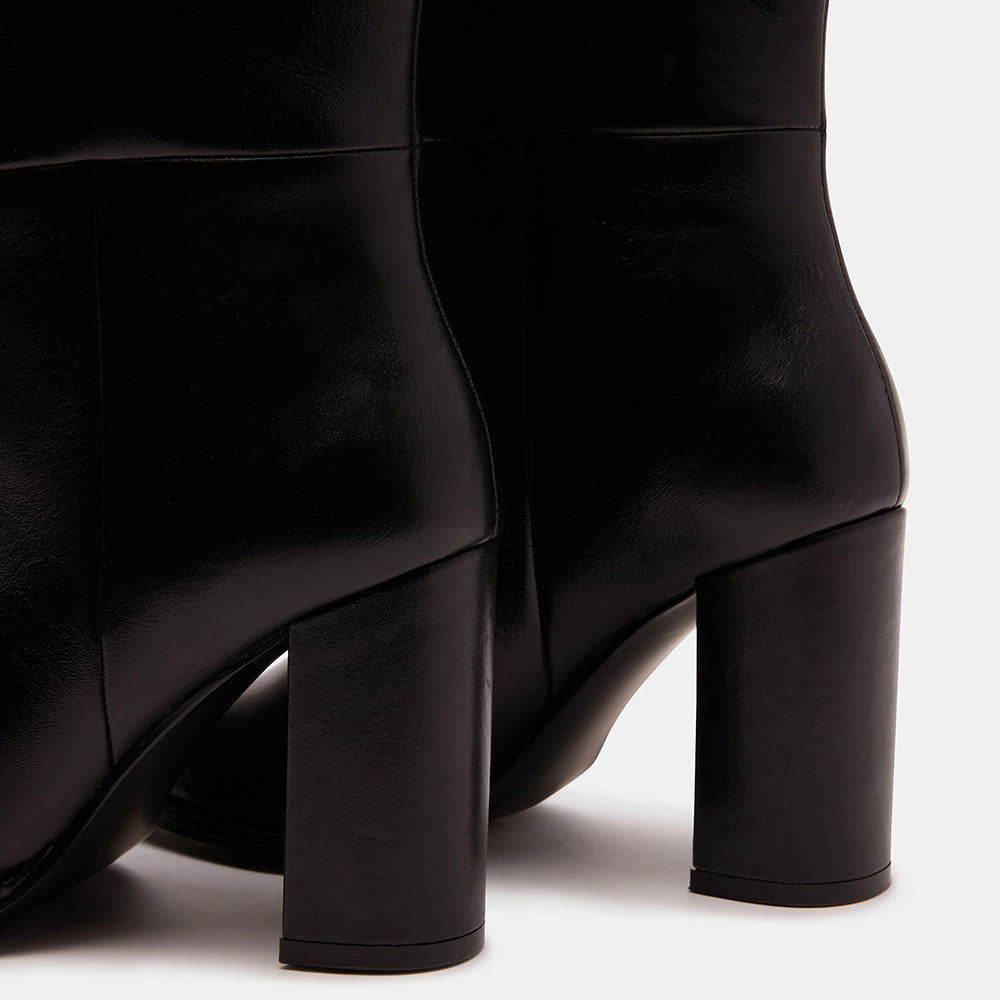 Black Pointed Toe Chunky Heel Fashion Knee High Boots for Women