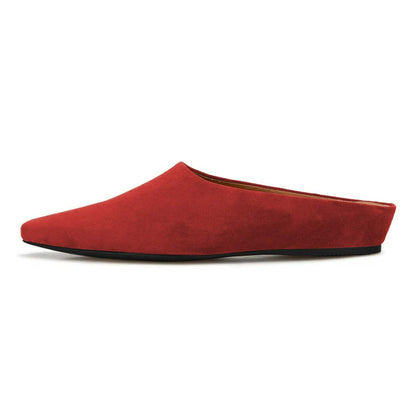 Women's Simple Red Vegan Suede Slip-On Square Toe Heeled Mules