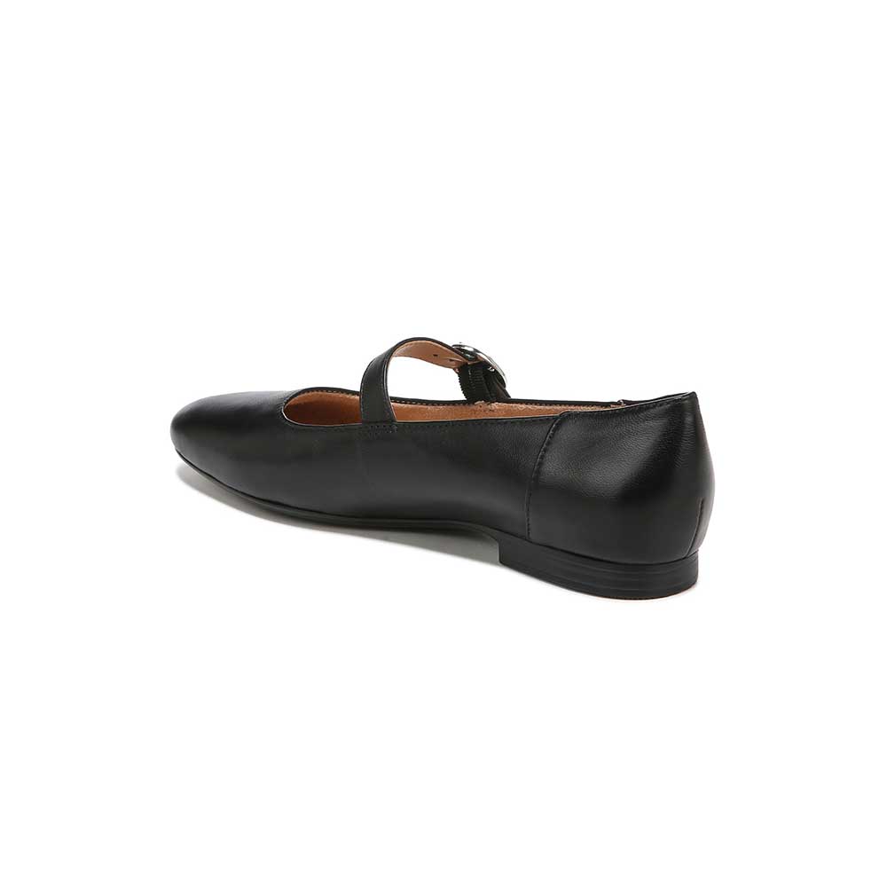 Black Vegan Leather Round Toe Slip-On Buckled Mary Jane Flats