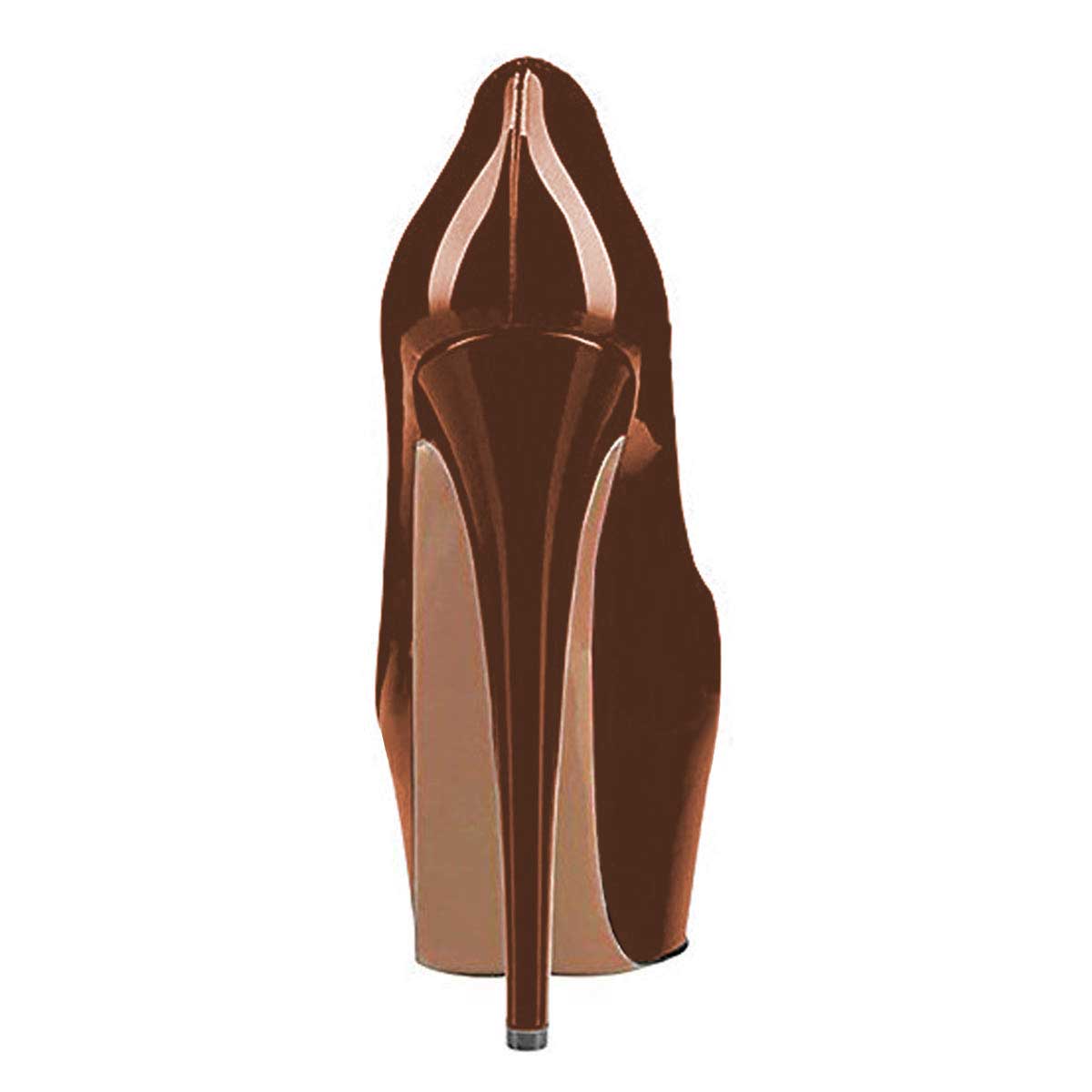 Women's Patent Leather Round Toe Platform Pumps Heels in Brown