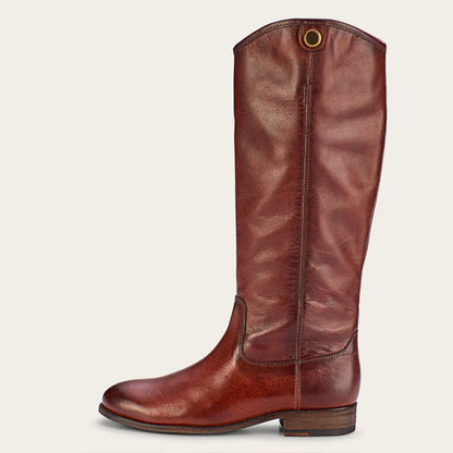 Brown Vegan Leather Round Toe Chunky Heel Wide Calf Knee High Boots