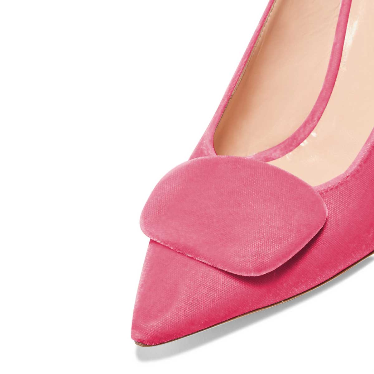 Women's Pink Velvet Pointed Toe Stiletto Heel Mules Shoes