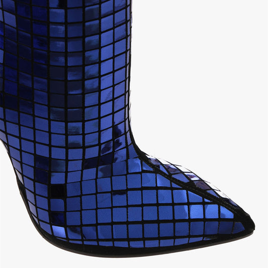 Women's Stylish Blue Pointed Toe Stiletto Heels Knee-High Boots