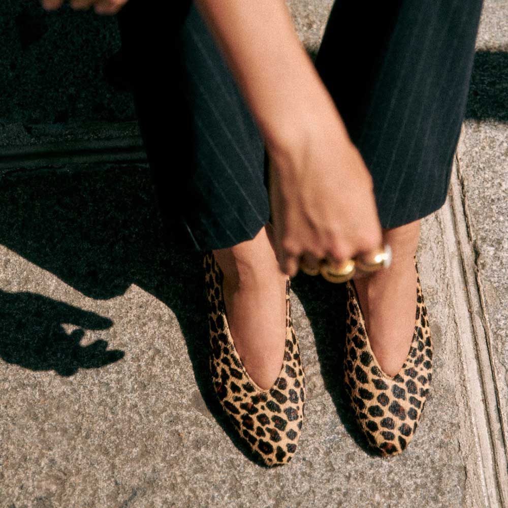 Brown Leopard Pointed Toe Slip-On Ballet Flats for Women