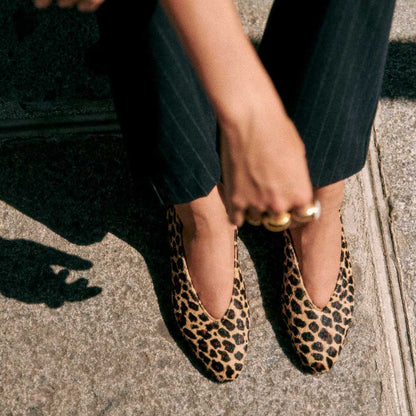 Brown Leopard Pointed Toe Slip-On Ballet Flats for Women