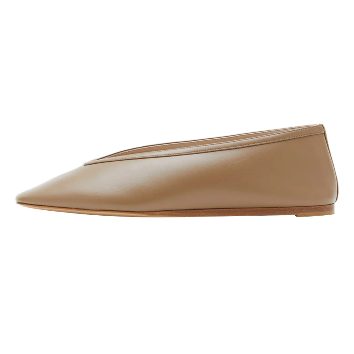Women's Tan Vegan Leather Round Toe Ballet Flats with Slip-On Design