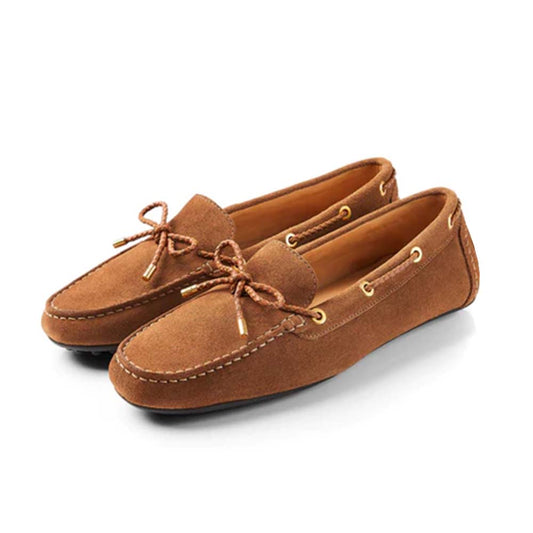 Brown Suede Loafers With Lace Up Oxford Boat Shoes
