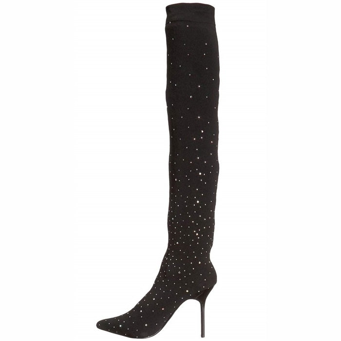Women's Rhinestone Stiletto Heel Over The Knee Stretch Boots