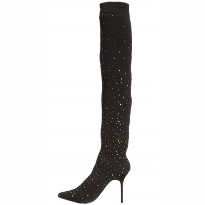 Women's Rhinestone Stiletto Heel Over The Knee Stretch Boots