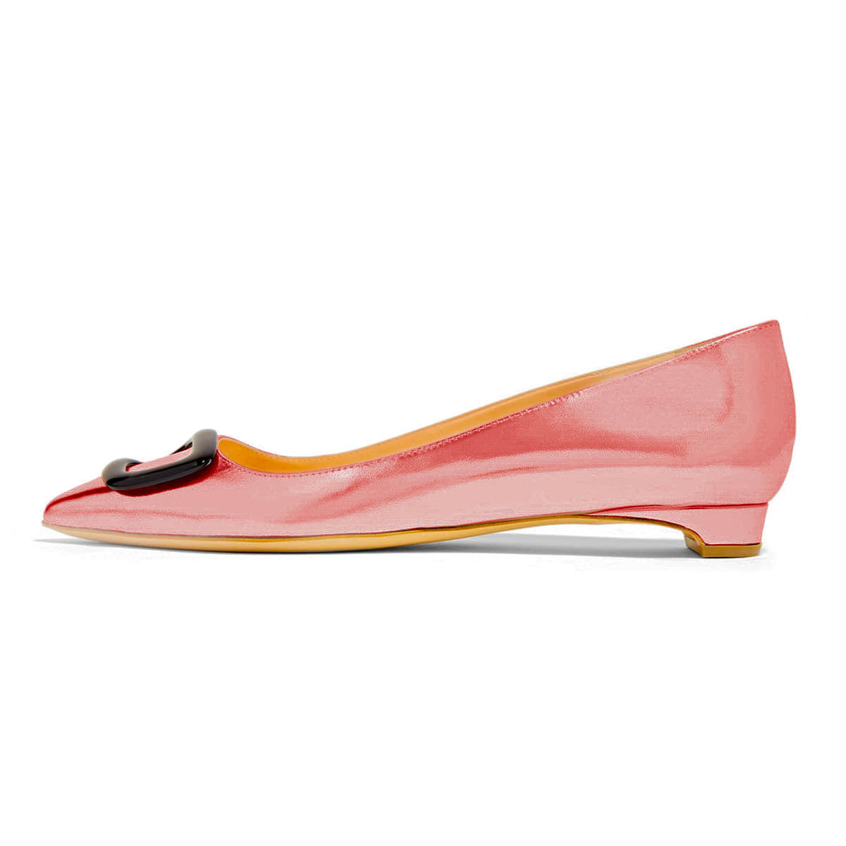 Metallic Pink Pointy Toe Flats Comfortable Casual Shoes