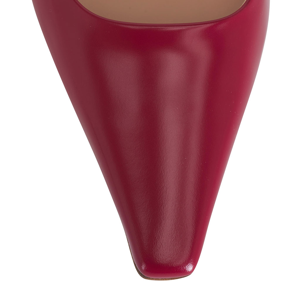 Women's Square Pointed Toe Buckle Slingback Pumps Heels in Red