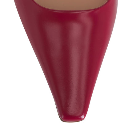 Women's Square Pointed Toe Buckle Slingback Pumps Heels in Red