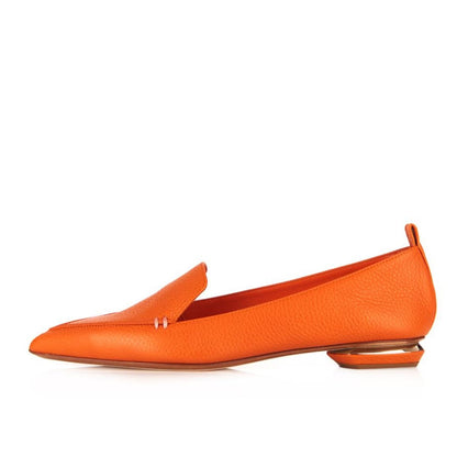 Stylish Orange Pointed Toe Office Flats Women's Loafers by FSJ