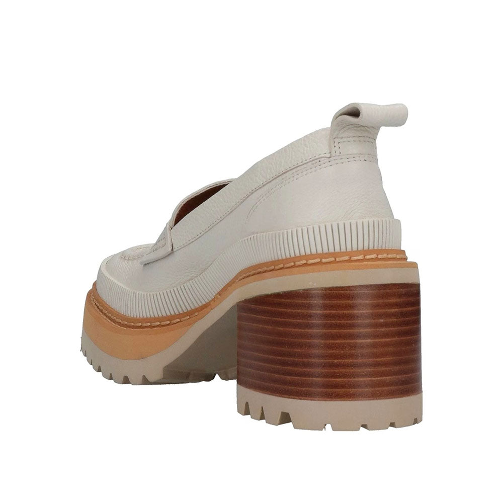 Classic Ivory Round Toe Chunky Heel Penny Loafers Women with Platform