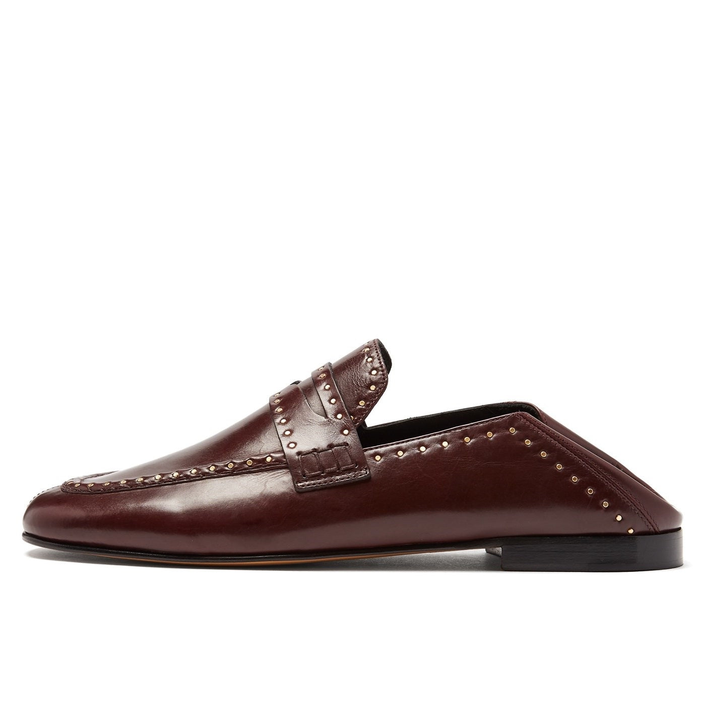 Brown Vintage Studded Flats Penny Loafers Women