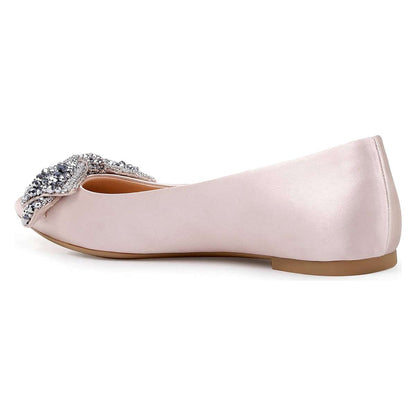 FSJ Beaded Bow Embellished Women's Pointed Toe Flats in Pink