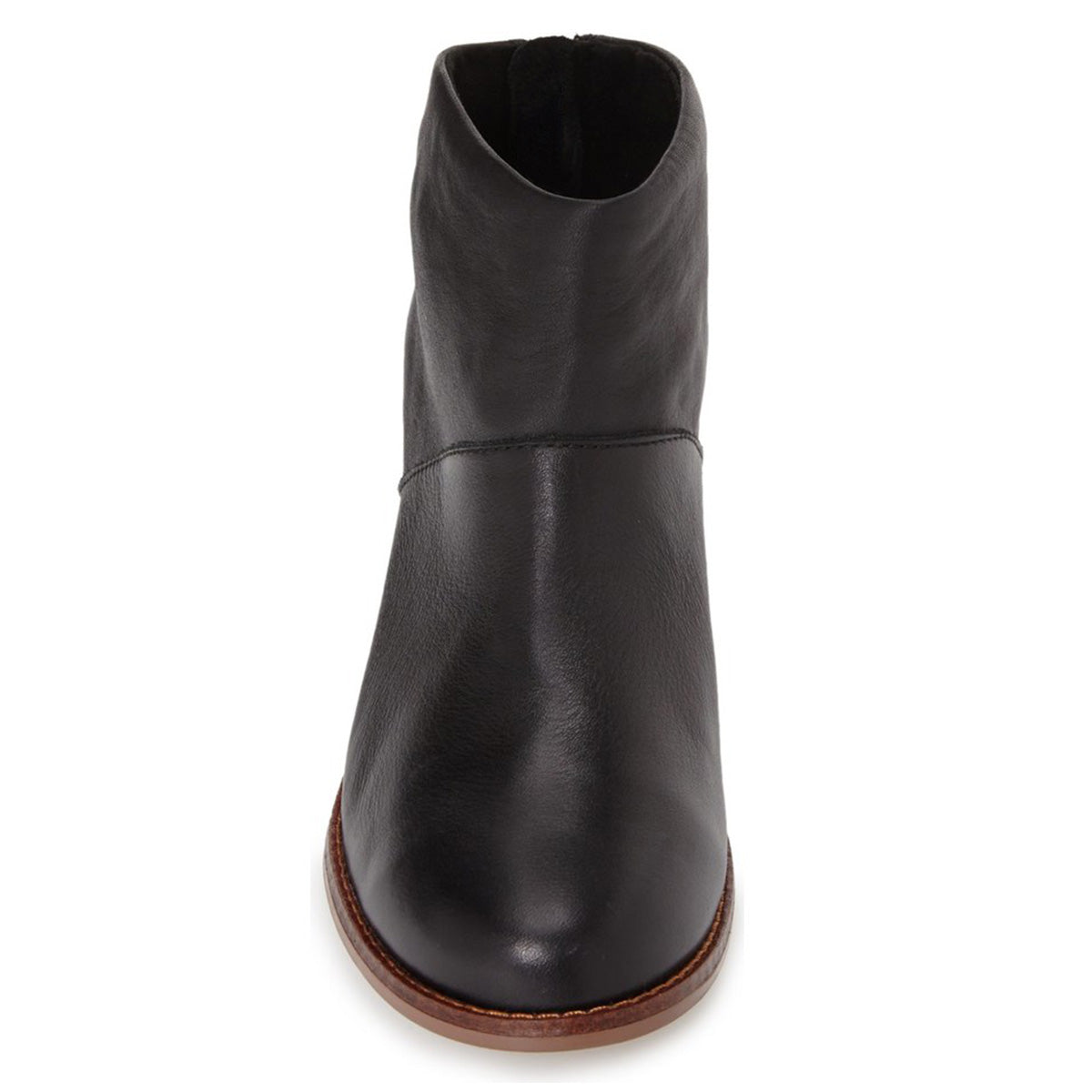 Black Chunky Heel Round Toe Ankle Boots with Tassels Zipper