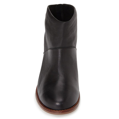 Black Chunky Heel Round Toe Ankle Boots with Tassels Zipper