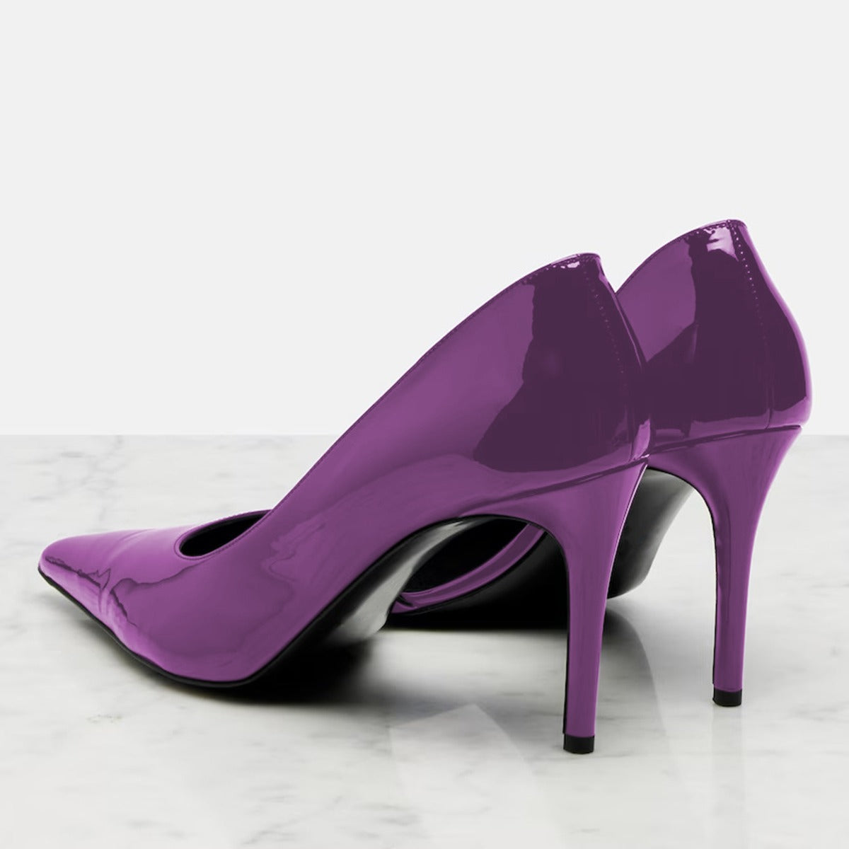 Women's Purple Pointed Toe Stiletto Heel Slip-On Pumps Shoes