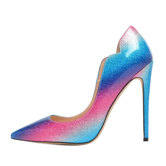 Women's Pink and Blue Multicolor Pumps Heels Pointed Toe Court Shoes