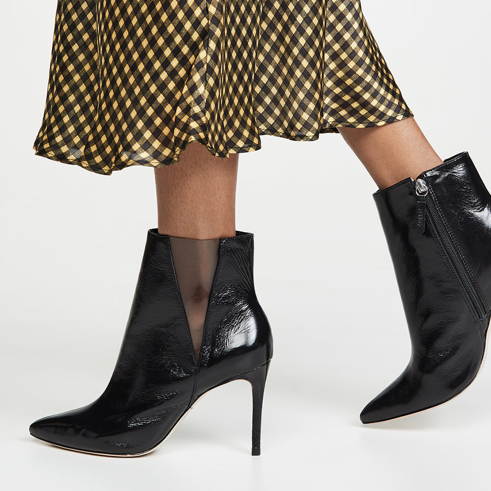 Black Fashion Transparent Stiletto Heel Ankle Boots