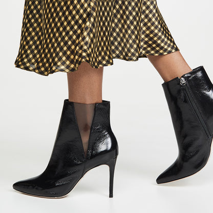 Black Fashion Transparent Stiletto Heel Ankle Boots