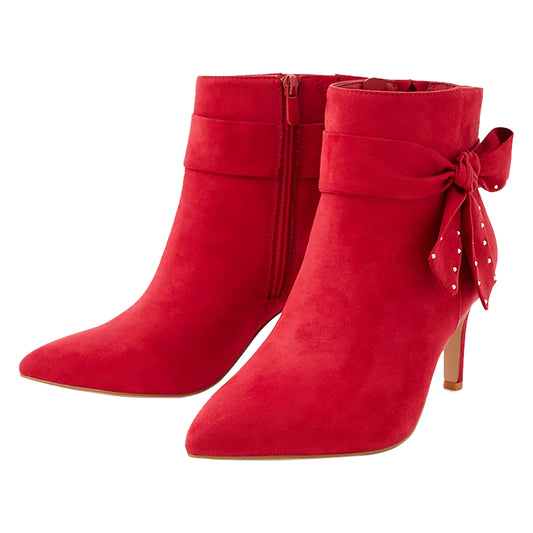 Women's 3 Inch Heels Red Stiletto Heels Pointy Toe Ankle Boots