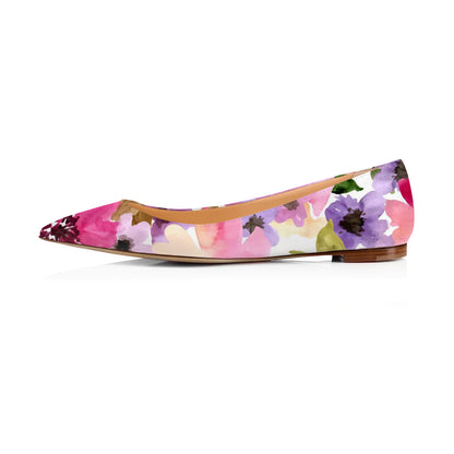 Women's Colorful Floral Print Pointed Toe Comfortable Flats