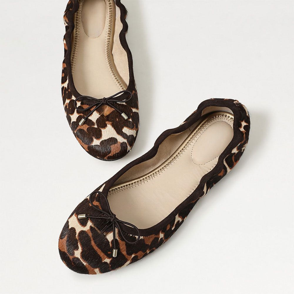 Classic Leopard Print Round Toe Elastic Top Line Bow Ballet Flats
