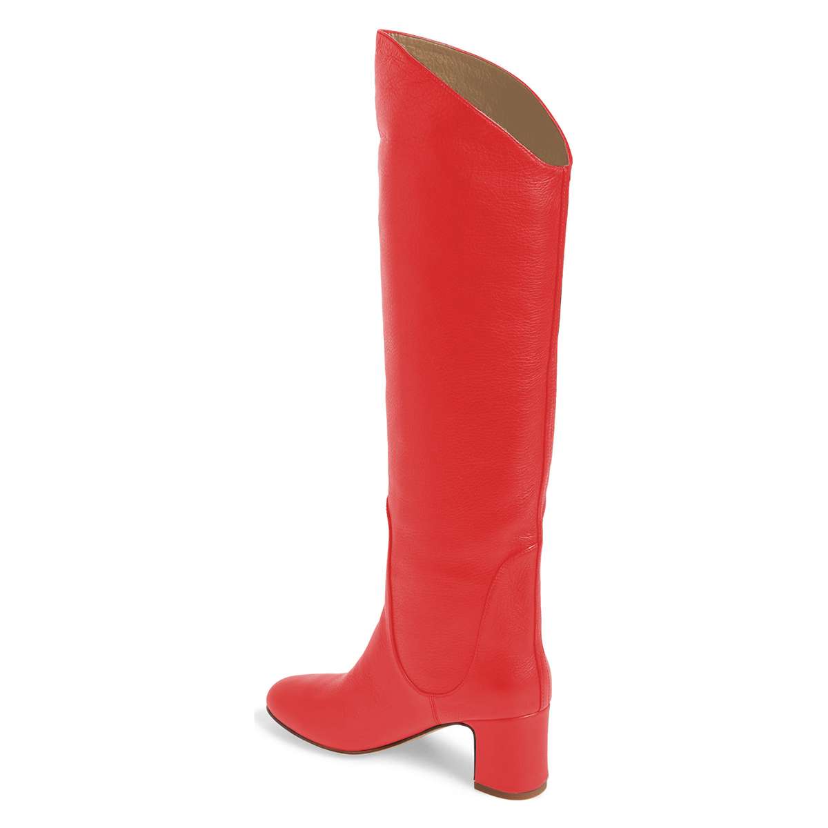 FSJ Red Round Toe Block Heel Knee High Boots for Women