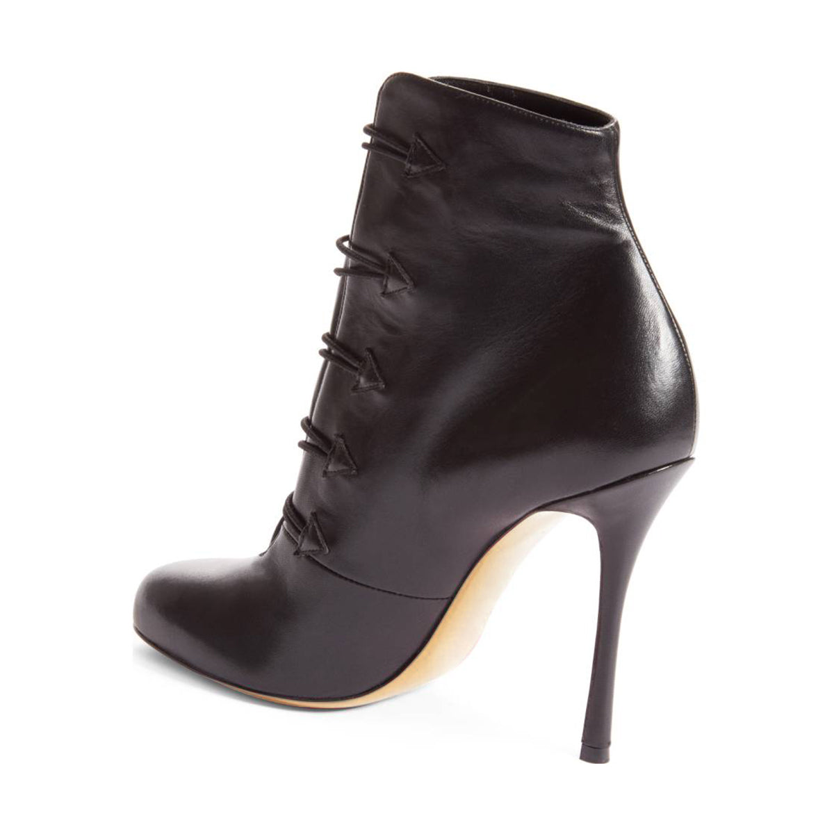 Black Stiletto Heels Round Toe Buttoned Ankle Boots for Women