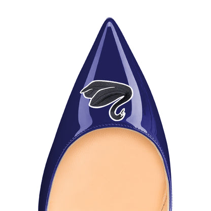 Women's Navy Stiletto Heels Swan Pattern Pointed Toe Office Pumps