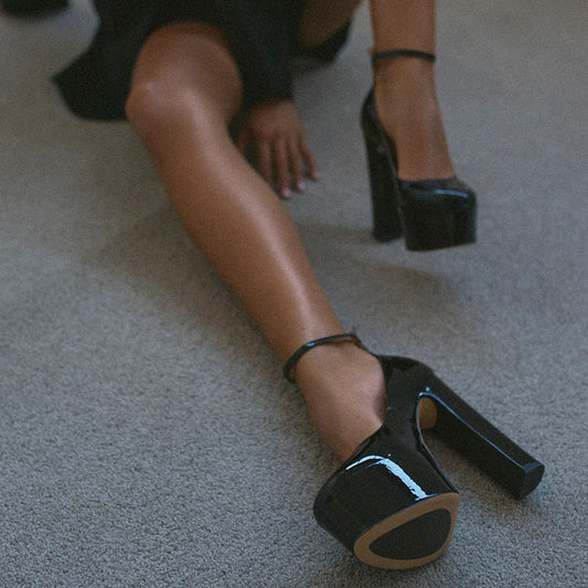 Women's Platform Chunky Heels Classic Ankle Strap Shoes Vintage Pumps