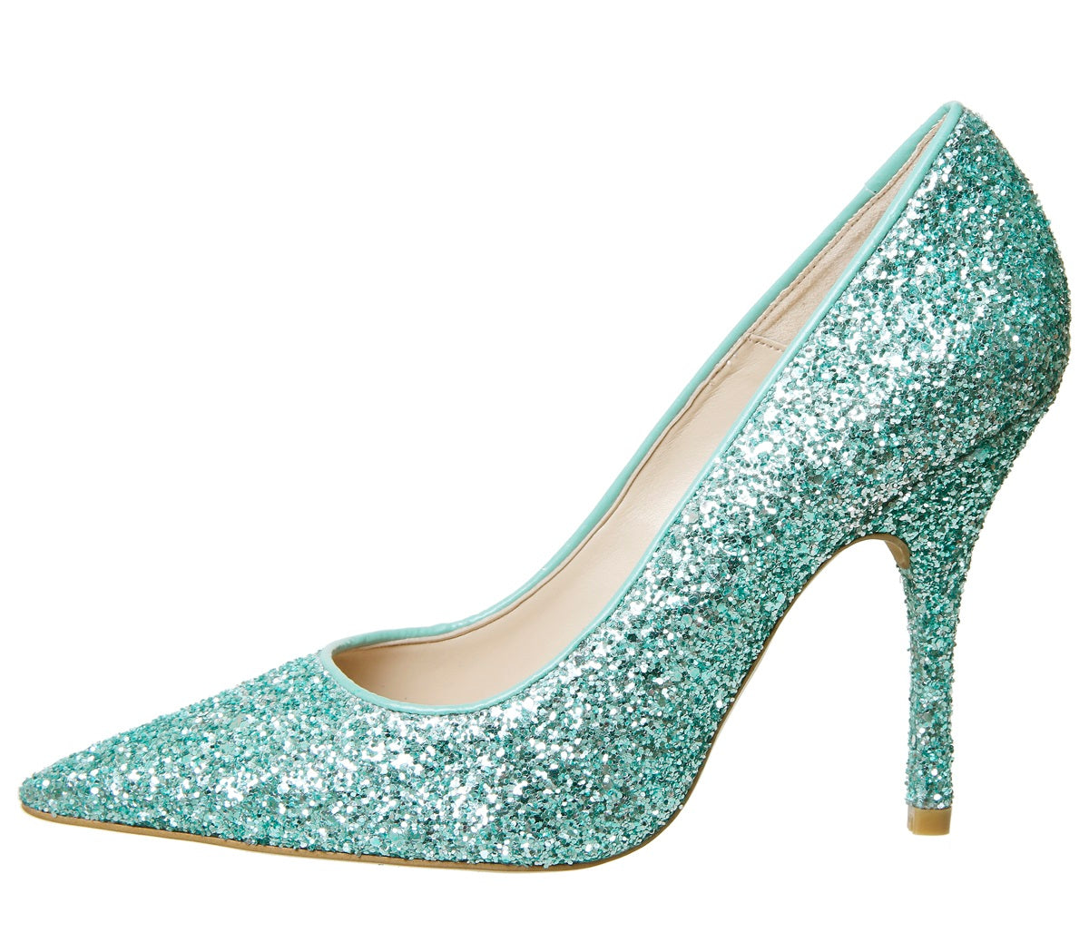 Women's Turquoise Glitter Pointed Toe Stiletto Heels Sparkly Pumps