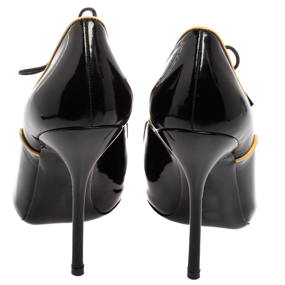 Black Patent Leather Peep Toe Stiletto Heel Lace Up Ankle Boots